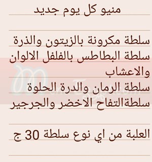 رونى فوود  مصر منيو بالعربي